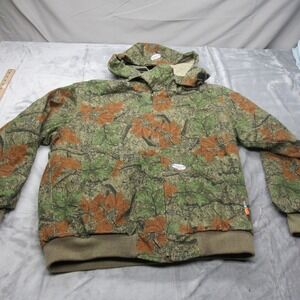 Rasco FR Jacket Mens XL Long Green Camo Pockets Flame Resistant Hooded‎ Full Zip